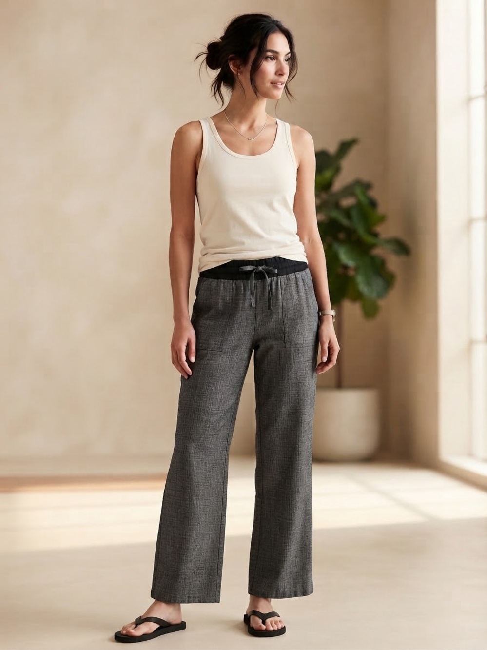 Prana Gray Boot‑Cut Drawstring Pants